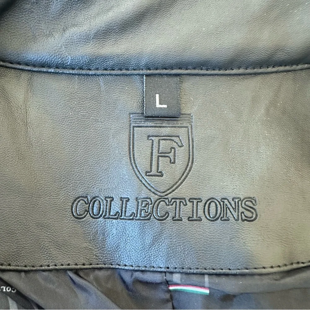 Ferrari F Collection Men’s Faux Leather Moto Jacket Black Full Zip Large NWT